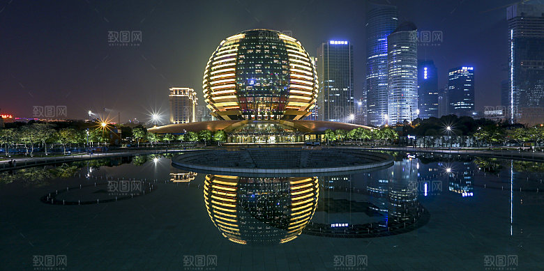 自然风光茶园湖泊城市建筑风景