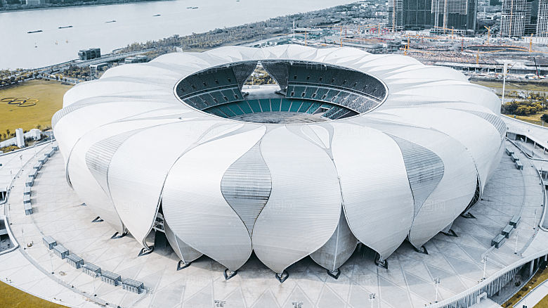 自然风光茶园湖泊城市建筑风景