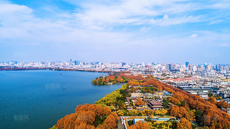 自然风光茶园湖泊城市建筑风景