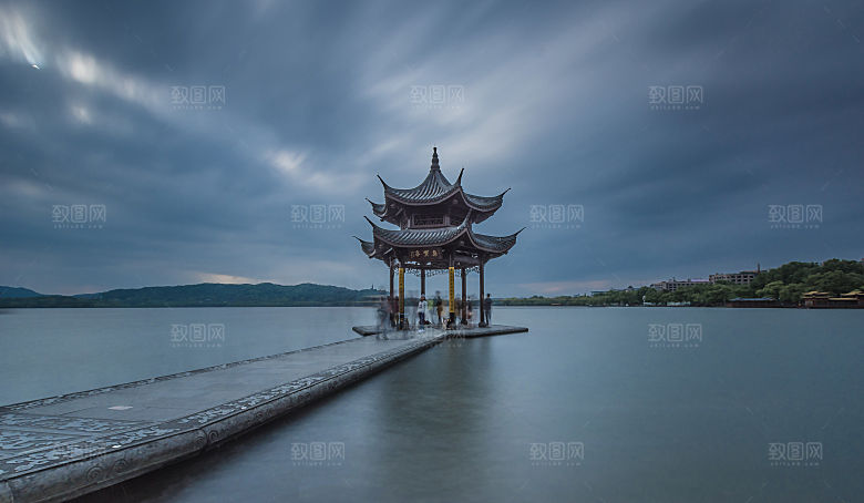 自然风光茶园湖泊城市建筑风景