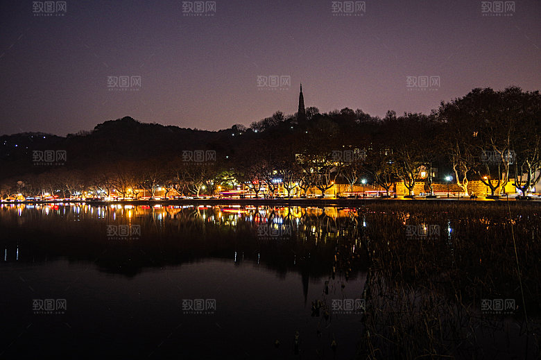 自然风光茶园湖泊城市建筑风景