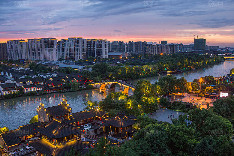 自然风光茶园湖泊城市建筑风景