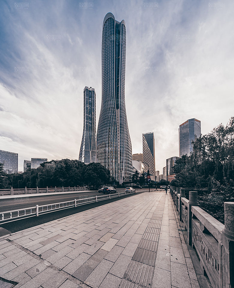自然风光茶园湖泊城市建筑风景