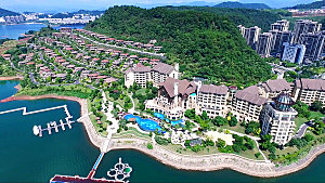 自然风光茶园湖泊城市建筑风景