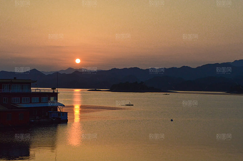 自然风光茶园湖泊城市建筑风景