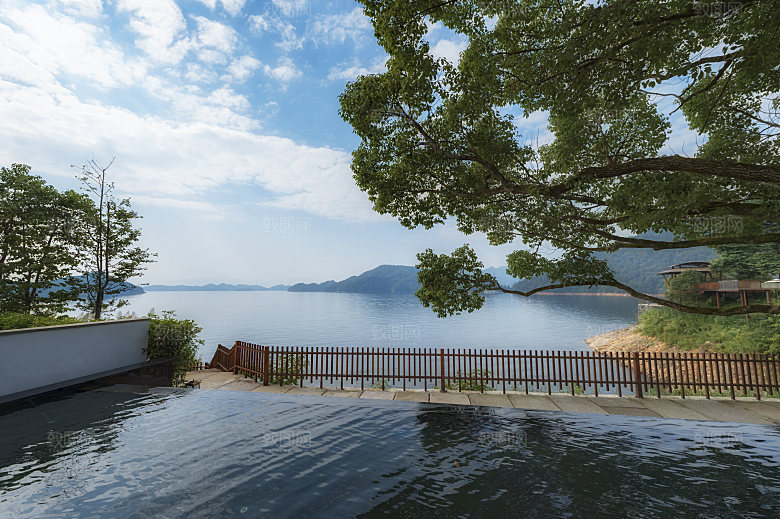 自然风光茶园湖泊城市建筑风景
