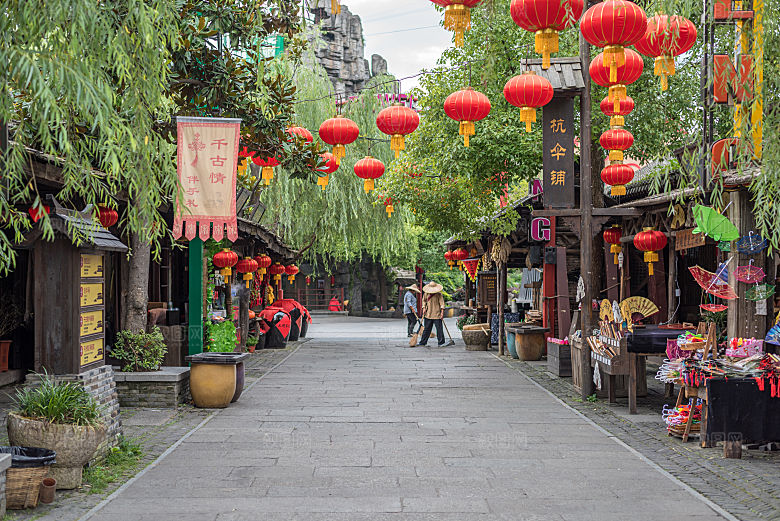 自然风光茶园湖泊建筑风景