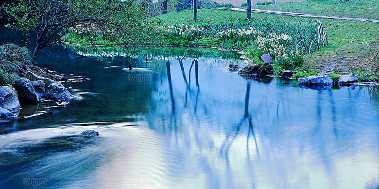 自然风光茶园湖泊建筑风景