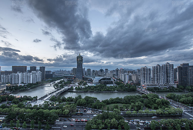 自然风光茶园湖泊建筑风景
