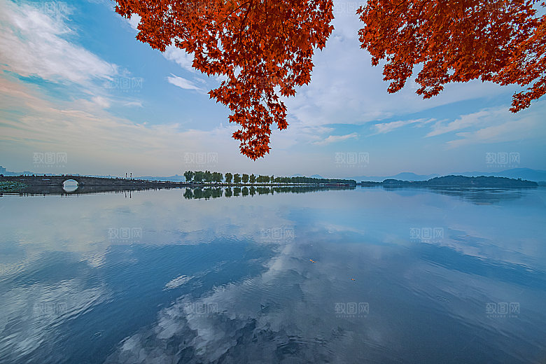 自然风光茶园湖泊建筑风景