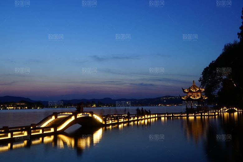 自然风光茶园湖泊建筑风景