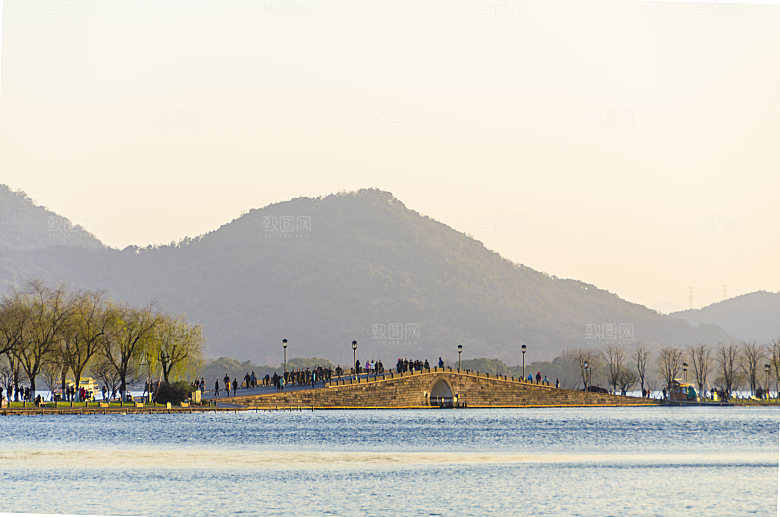 自然风光茶园湖泊建筑风景