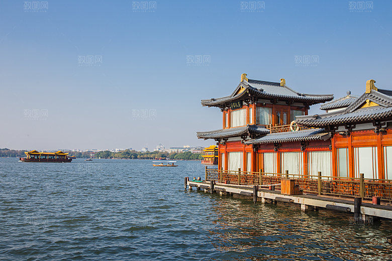 自然风光茶园湖泊建筑风景