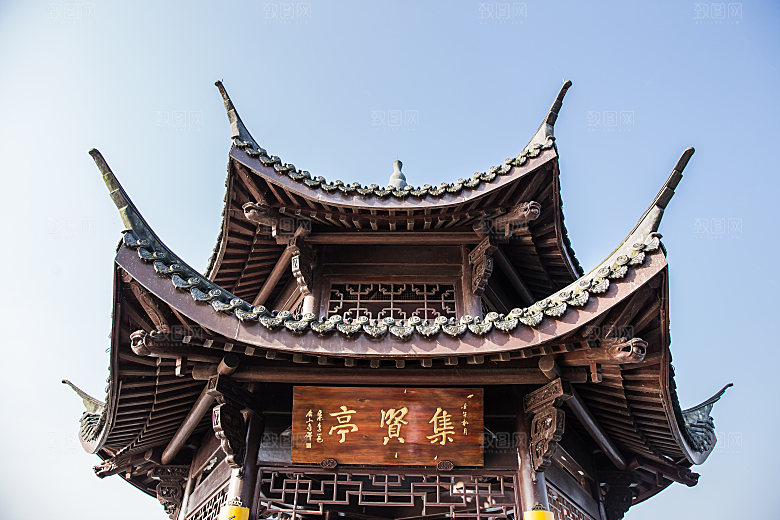 自然风光茶园湖泊建筑风景