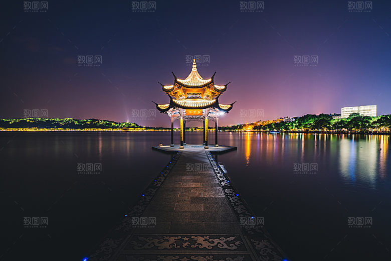 自然风光茶园湖泊建筑风景
