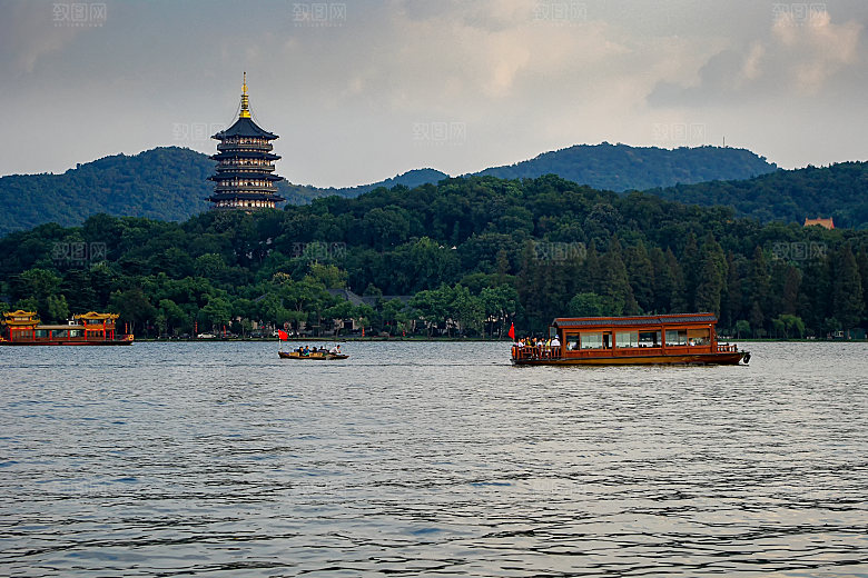 自然风光茶园湖泊建筑风景