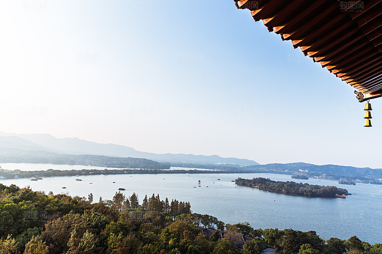自然风光茶园湖泊建筑风景