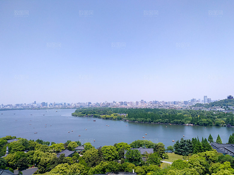 自然风光茶园湖泊建筑风景