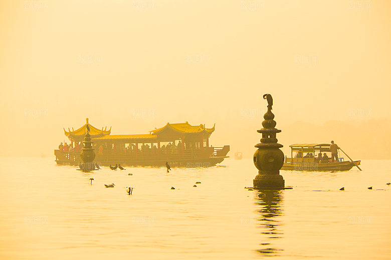 自然风光茶园湖泊建筑风景
