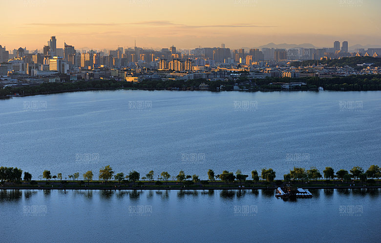 自然风光茶园湖泊建筑风景