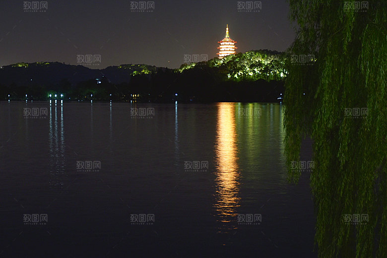 自然风光茶园湖泊建筑风景