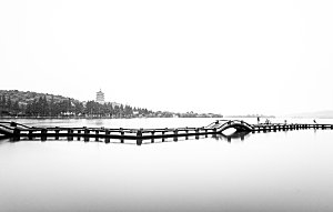 自然风光茶园湖泊建筑风景