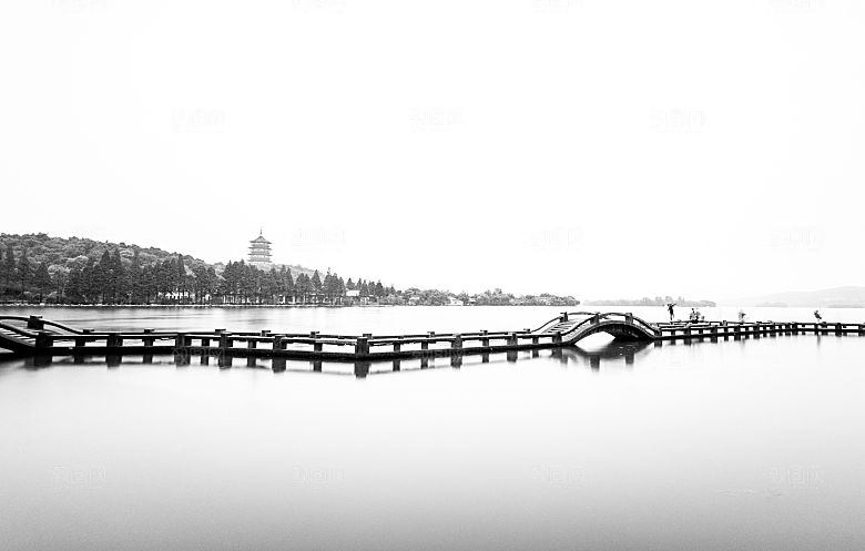 自然风光茶园湖泊建筑风景