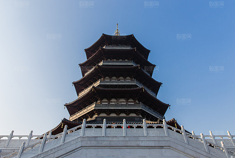自然风光茶园湖泊建筑风景