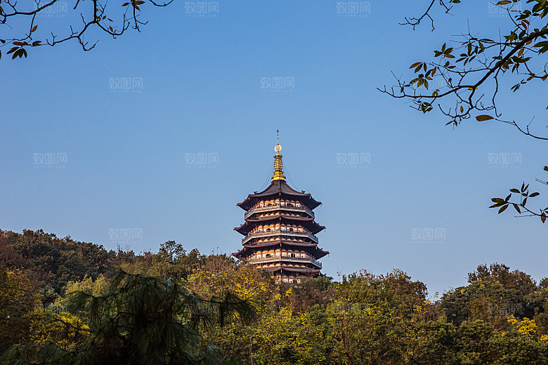 杭州西湖旅游风景文化集市建筑