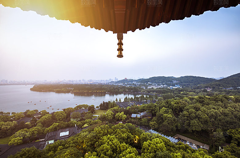 杭州西湖旅游风景文化集市建筑