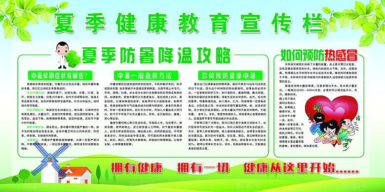健康教育知识宣传栏社区医院春夏秋冬展板