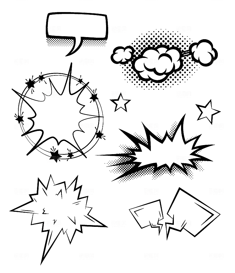 漫画爆炸效果对话框泡泡矢量元素