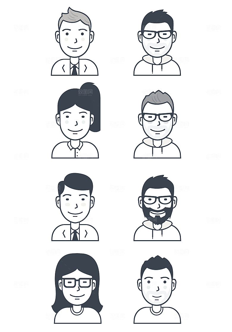 简约素描头像矢量元素
