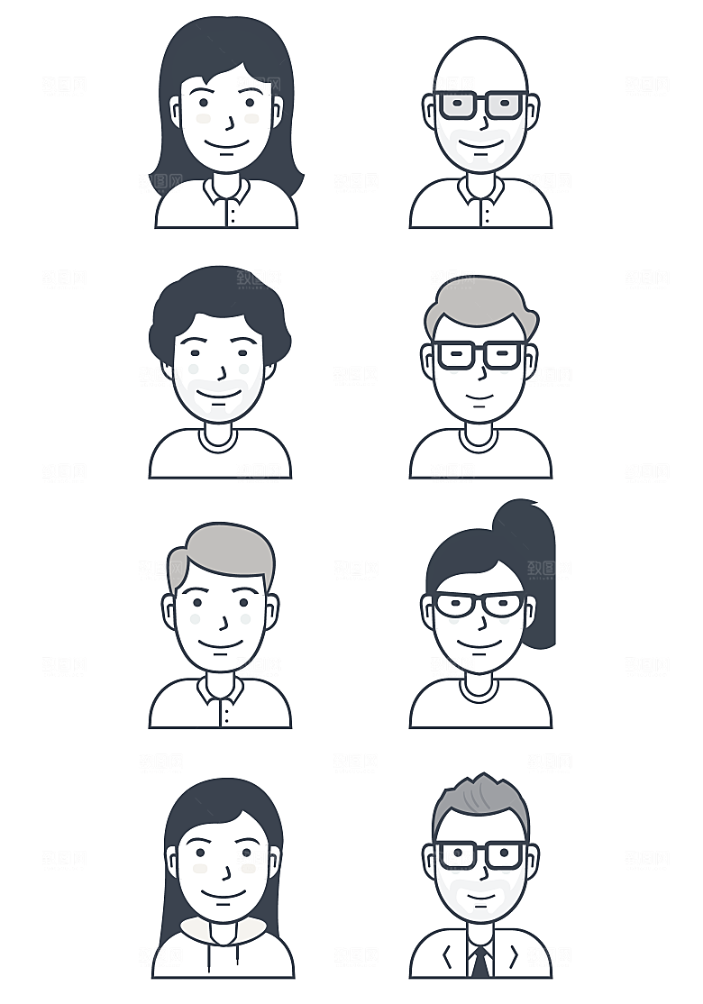 简约素描头像矢量元素