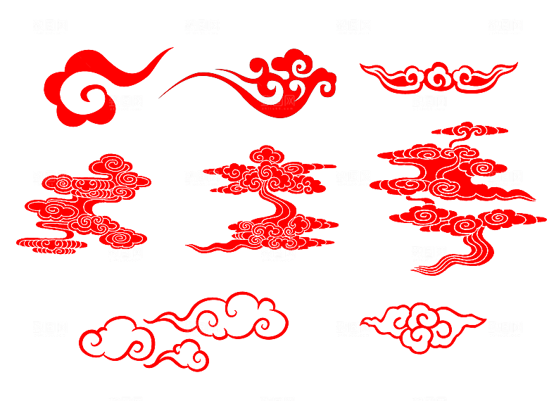 红色国潮风图案云纹元素