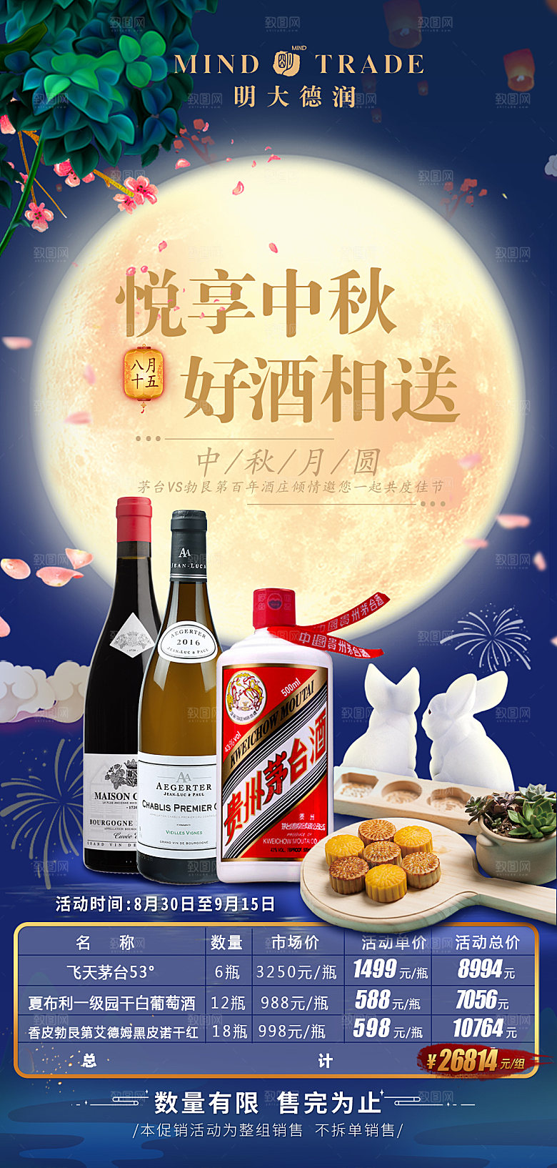 红酒葡萄酒酒类宣传推广海报