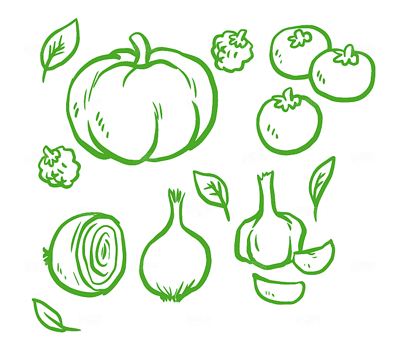 线描有机蔬菜矢量元素