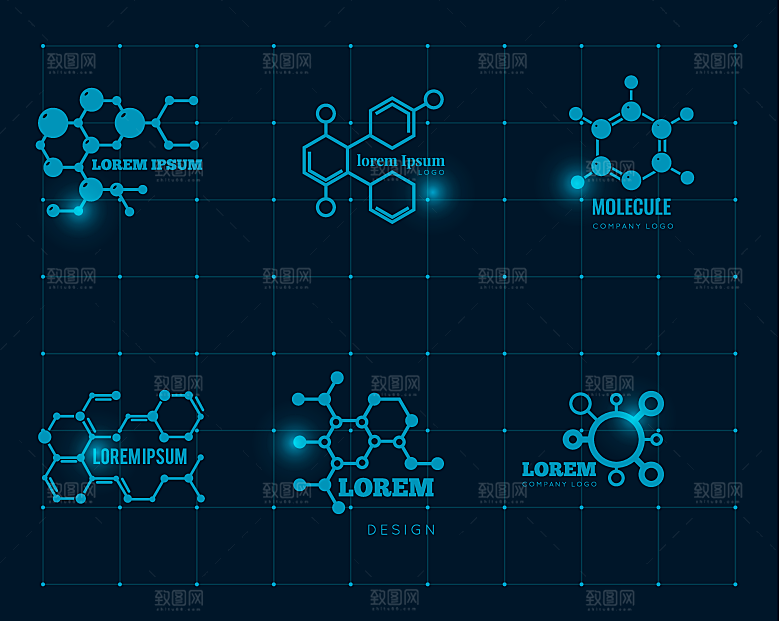 生物科技分子图谱矢量元素