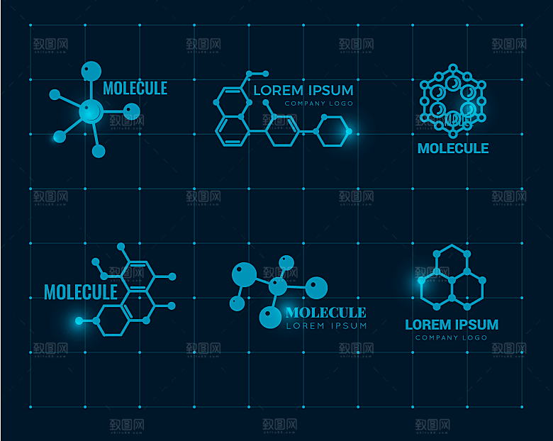 生物科技分子图谱矢量元素
