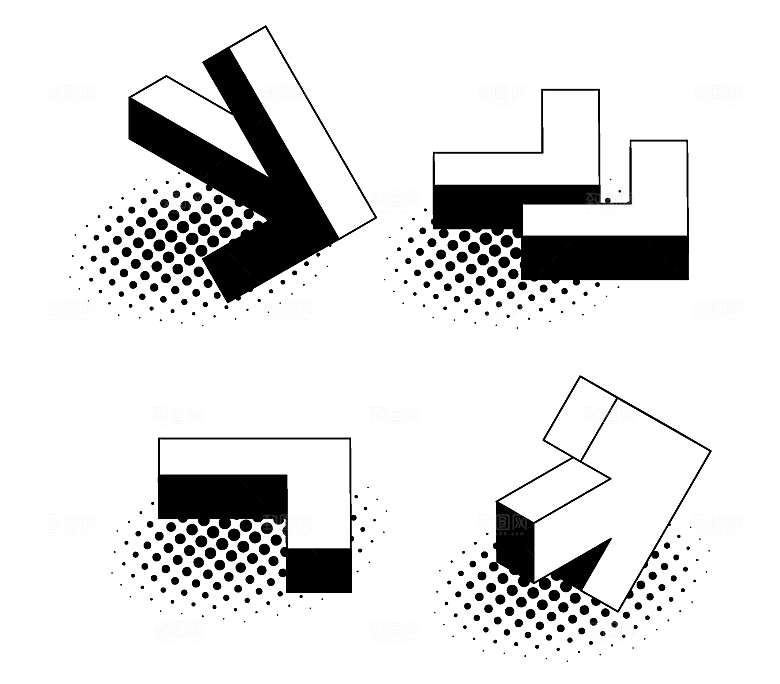 抽象3D立体箭头矢量元素