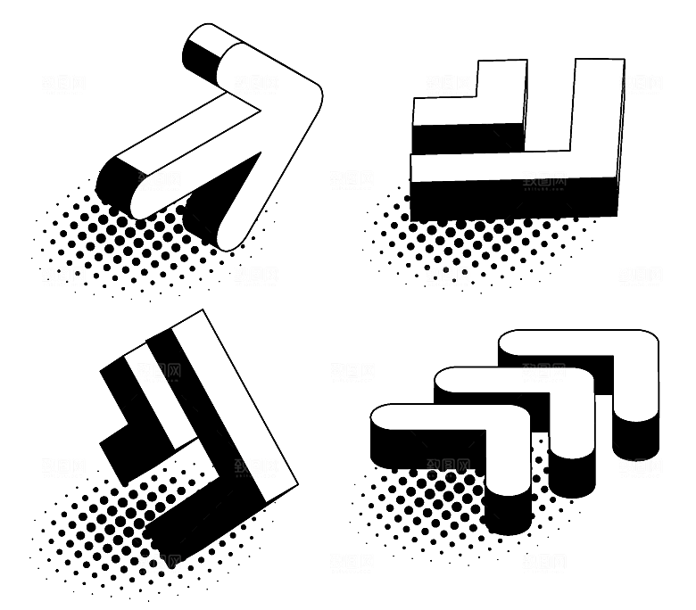 抽象3D立体箭头矢量元素