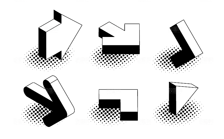 抽象3D立体箭头矢量元素