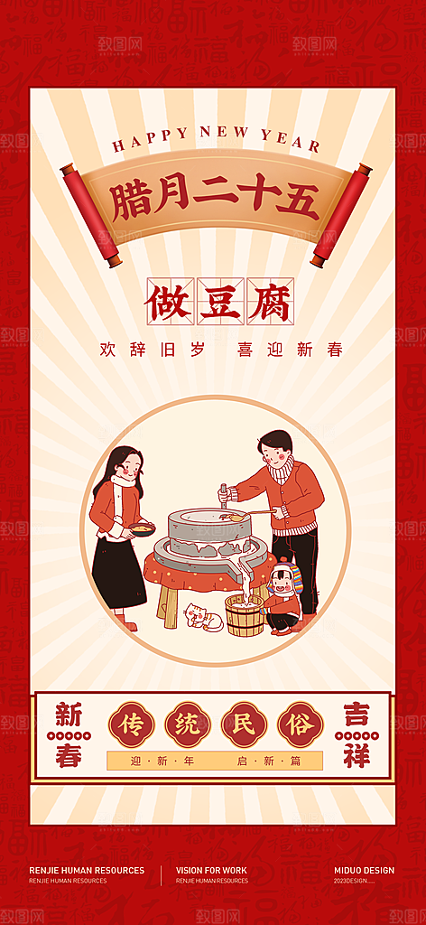 腊月春节习俗系列海报
