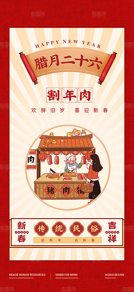 腊月春节习俗系列海报
