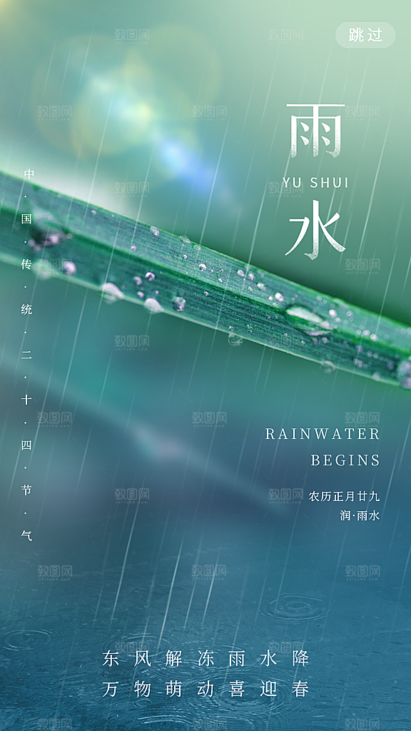 雨水节气宣传推广海报