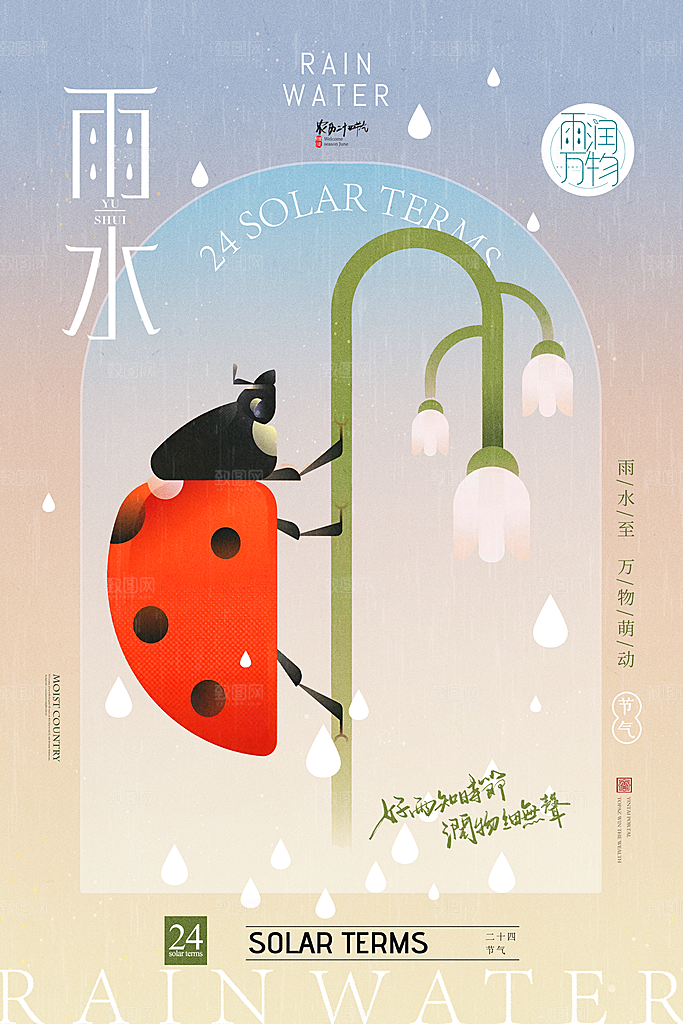 雨水节气宣传推广海报