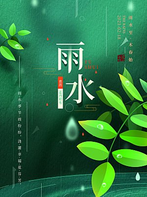 雨水节气宣传推广海报