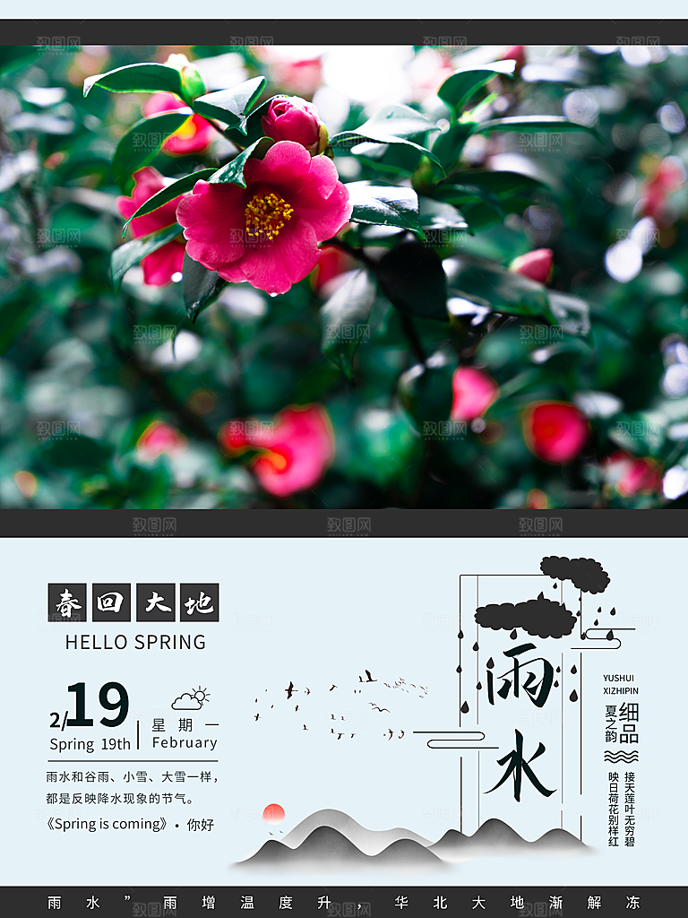 雨水节气宣传推广海报