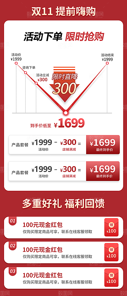 电器电商电子产品双11降价H5长图
