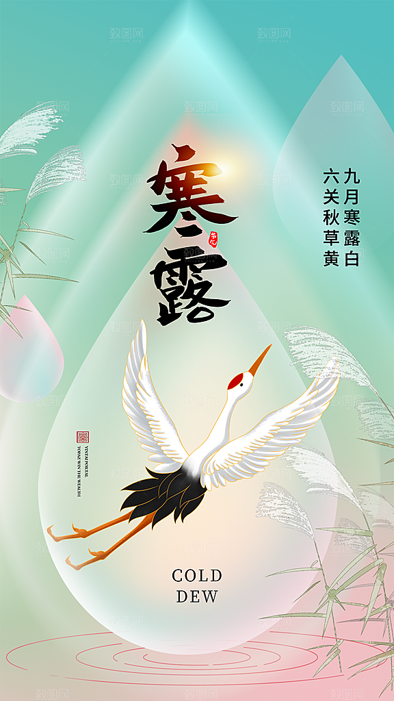 寒露节气手机海报